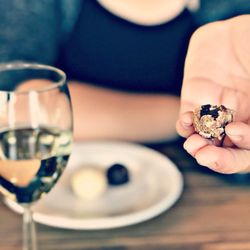 Cocoamoda Chocolate - Enjoying wine and out truffles