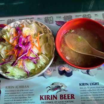 Arigato Japanese Restaurant - Salad and miso soup - Japanese Near Me - Anchorage, Alaska