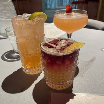 The Kee - Resting Sour Face (red-ish one), Yo Palomama! (Tall glass), and Daq It Up (coupe glass) - Venues & Event Spaces Near Me - Columbus, Ohio