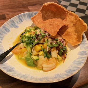 Sugarcane - Shrimp Ceviche with Cassava chips - Cocktail Bars Near Me - Las Vegas, Nevada Sugarcane - Shrimp Ceviche with Cassava chips - Cocktail Bars Near Me - Las Vegas, Nevada