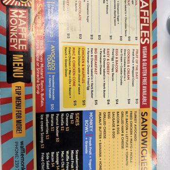 Waffle Monkey - menu - Breakfast & Brunch Near Me - Bonita Springs, Florida