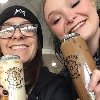 Mochinut - Westlake - Brown sugar bubble tea (left) and Coffee bubble tea (right) - Desserts Near Me - Westlake, Ohio Mochinut - Westlake - Brown sugar bubble tea (left) and Coffee bubble tea (right) - Desserts Near Me - Westlake, Ohio