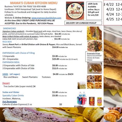 Menu photo 2 Mama's Cuban Kitchen Levittown, NY