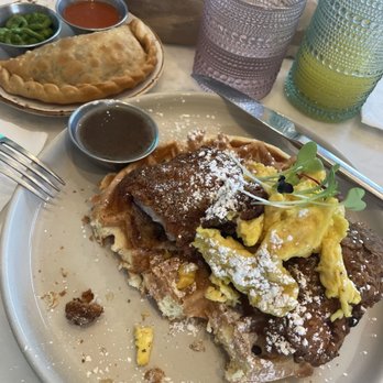 Hatch 44 Cafe - Chicken with eggs and pancakewas delicious - Cafes Near Me - Metuchen, New Jersey