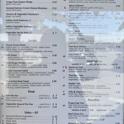Wild Ginger - Menu as of Feb 2025