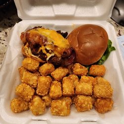 Harvey's Bar and Grill - Fried chicken sandwich and tater tots