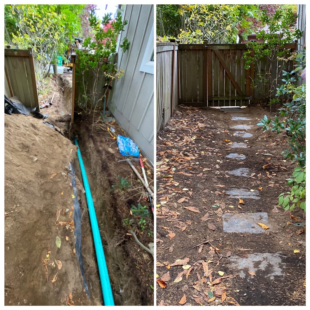 The Pipe Doctor - Side sewer replacement. During and after photo. - Plumbing Near Me - Seattle, Washington The Pipe Doctor - Side sewer replacement. During and after photo. - Plumbing Near Me - Seattle, Washington