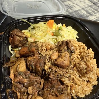 Island Spice Grill Jax  - Brown Stew Chicken, cabbage, rice and peas - Soul Food Near Me - Jacksonville, Florida