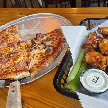Merrell's Pizza - Thin crust 2 topping and sweet chili wings - Pizza Near Me - Greer, South Carolina Merrell's Pizza - Thin crust 2 topping and sweet chili wings - Pizza Near Me - Greer, South Carolina