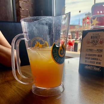The Grand Pizzeria - White sangria pitcher ($20 during happy hour) came full but took picture after - Italian Near Me - Ottawa, Ontario