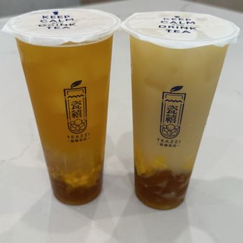 Teazzi Tea Shop - Mango Fruit Tea & White Peach Fruit Tea - Bubble Tea Near Me - Monterey Park, California