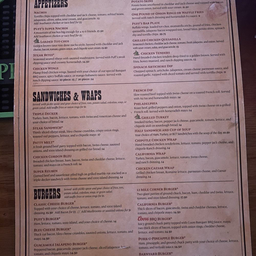 Wichita's Puff's Pub - front menu - Pubs Near Me - Gresham, Oregon Wichita's Puff's Pub - front menu - Pubs Near Me - Gresham, Oregon
