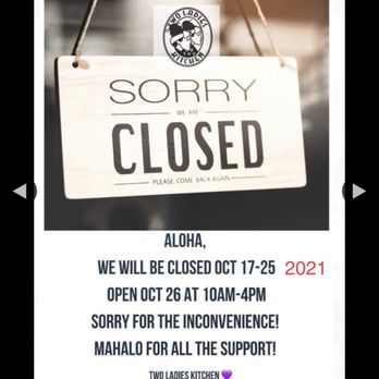 Two Ladies Kitchen - Temporarily closed. Will reopen Oct. 26th-2021 - Bakeries Near Me - Hilo, Hawaii Two Ladies Kitchen - Temporarily closed. Will reopen Oct. 26th-2021 - Bakeries Near Me - Hilo, Hawaii