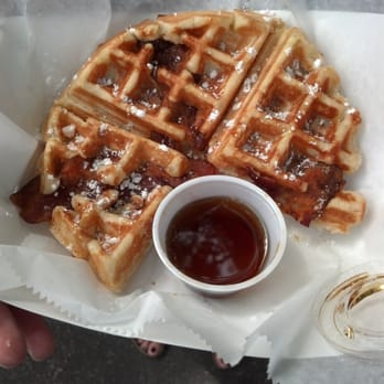 Walk Away Waffles - Classic with bacon. - Food Trucks Near Me Walk Away Waffles - Classic with bacon. - Food Trucks Near Me