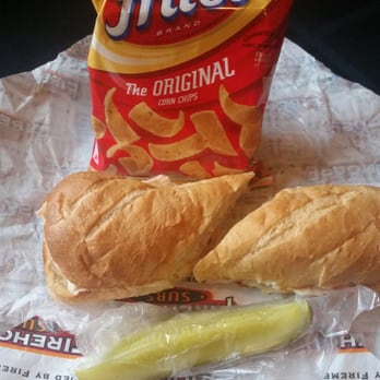 Firehouse Subs - Medium (8") turkey breast, Swiss cheese and mayo on white bread for $6.49. Frito's an additional $1.29. - Fast Food Near Me - Everett, Washington Firehouse Subs - Medium (8") turkey breast, Swiss cheese and mayo on white bread for $6.49. Frito's an additional $1.29. - Fast Food Near Me - Everett, Washington