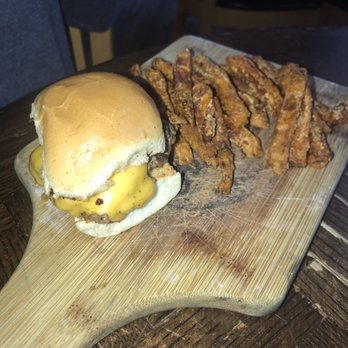 Pub Americana - Kids cheeseburger with sweet potato fries - Bars Near Me - Cocoa, Florida Pub Americana - Kids cheeseburger with sweet potato fries - Bars Near Me - Cocoa, Florida