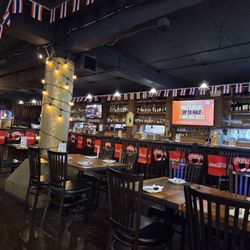 Table and bar seating.