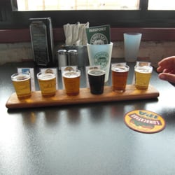 Flagstaff Ale Trail - Enjoying a tasting flight of locally brewed Lumberyard beer.