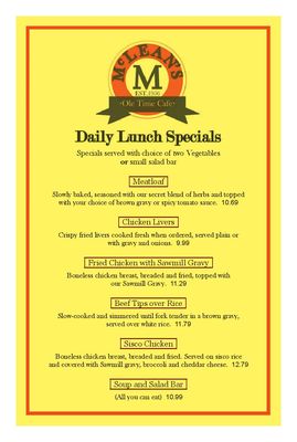 Menu photo 8 McLean's Ole Time Cafe Zebulon, NC