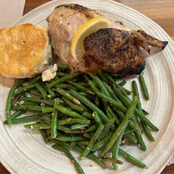 Street's Fine Chicken - 1/4 chicken white with green verbs and a biscuit for $9.45. - Chicken Shop Near Me - Dallas, Texas Street's Fine Chicken - 1/4 chicken white with green verbs and a biscuit for $9.45. - Chicken Shop Near Me - Dallas, Texas