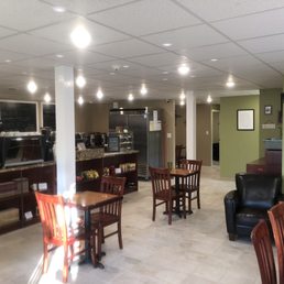 Main room with coffee bar.