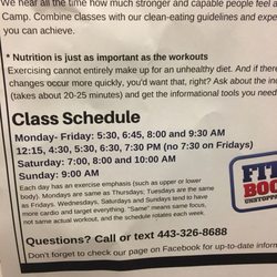 HIT Boot Camp - Class schedule