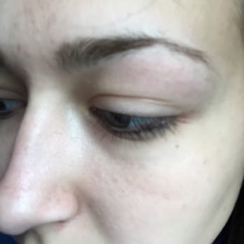 Just Threading - This is just 5 minutes after I just got back from Just Threading. You can see the terrible shape and the missing chunk. - Eyelash Service Near Me - Oak Forest, Illinois