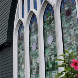 Wai'oli Hui'ia Church - Stained glass from outside.