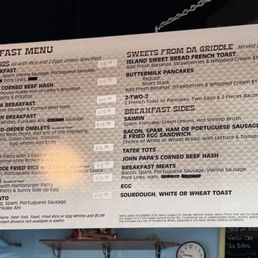 Breakfast menu Breakfast menu