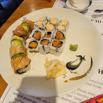 Veggie Heaven - Sweet potato roll, dragon roll and spicy Tuna roll - Kosher Near Me - Teaneck, New Jersey Veggie Heaven - Sweet potato roll, dragon roll and spicy Tuna roll - Kosher Near Me - Teaneck, New Jersey
