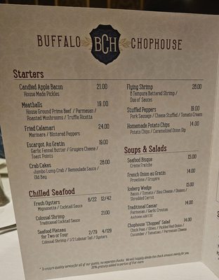 Menu photo 3 Buffalo Chophouse Buffalo, NY