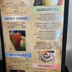 Chico's Mexican Restaurant - Drink menu
