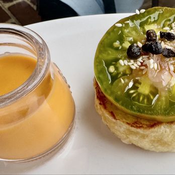 Ground Provisions - Melon gazpacho and rosemary potato bread with heirloom tomato, etc. - Health Markets Near Me - West Chester, Pennsylvania Ground Provisions - Melon gazpacho and rosemary potato bread with heirloom tomato, etc. - Health Markets Near Me - West Chester, Pennsylvania