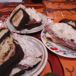 Gone Loco Cafe - Reuben Farmwich on our homemade Marbled Rye Bread
