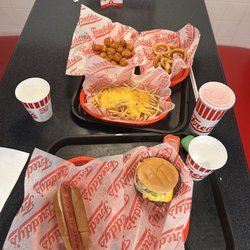 Freddy's Frozen Custard & Steakburgers - California Style Double All-Beef Hot Dog Cheese Fries Onion Rings Tots