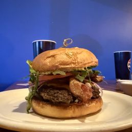 Classic bacon cheeseburger. Classic bacon cheeseburger.