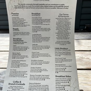 Frothy Monkey - Breakfast Menu - Coffee & Tea Near Me - Nashville, Tennessee
