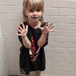 BFF Yogurt - He had mega blue all over from the Blue Bell ice cream.