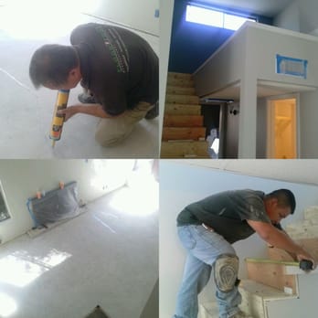 Floor Zone - Behind the scenes photos, texted by Jeffrey. (left) Leveled concrete subfloor with crack repair. (Right) redo of stairs - Flooring Near Me Floor Zone - Behind the scenes photos, texted by Jeffrey. (left) Leveled concrete subfloor with crack repair. (Right) redo of stairs - Flooring Near Me