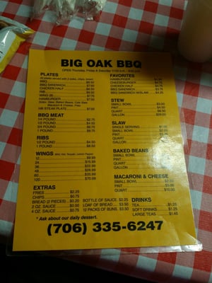 Menu photo 3 Big Oak Bbq Ila, GA