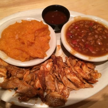 Smokejack BBQ - Pulled Chicken, Mashed Sweet Potatoes and Baked Beans - Barbeque Near Me - Alpharetta, Georgia