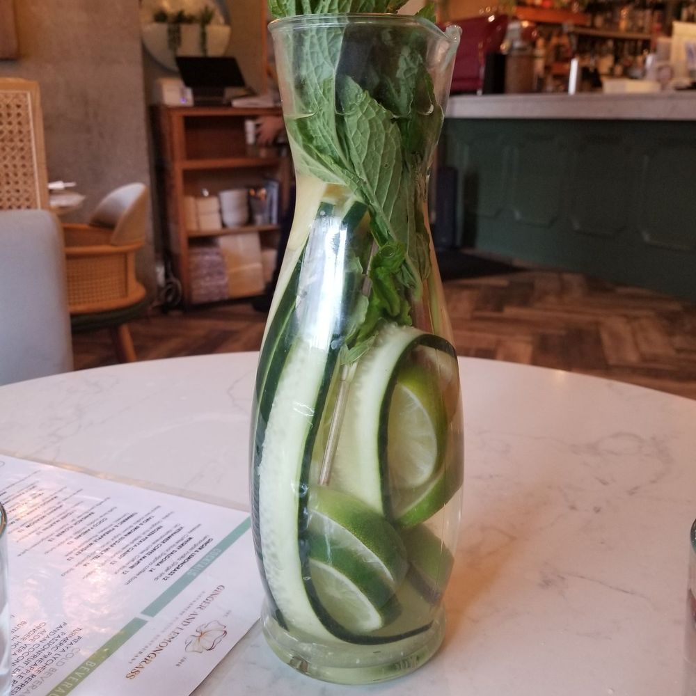 Ginger and Lemongrass - Cucumber lime mint lemongrass water - Vietnamese Near Me - Whitestone, New York Ginger and Lemongrass - Cucumber lime mint lemongrass water - Vietnamese Near Me - Whitestone, New York
