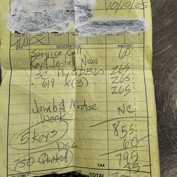 Hoosier Locksmith - This is what I was charged 750.00 dollars for three locks and keys