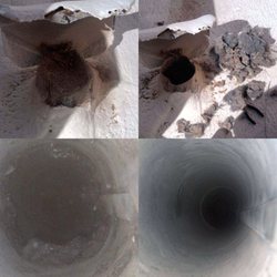 Northstar Dryer Vent Cleaning - Before on the left and after on the right of my clogged vent.