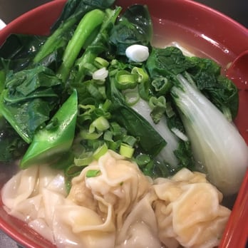 A+ Hong Kong Kitchen - Cart noodle (crystal noodle, Chinese brocoli, Bok Choy  and wonton) with the superior base soup - Cantonese Near Me - Seattle, Washington