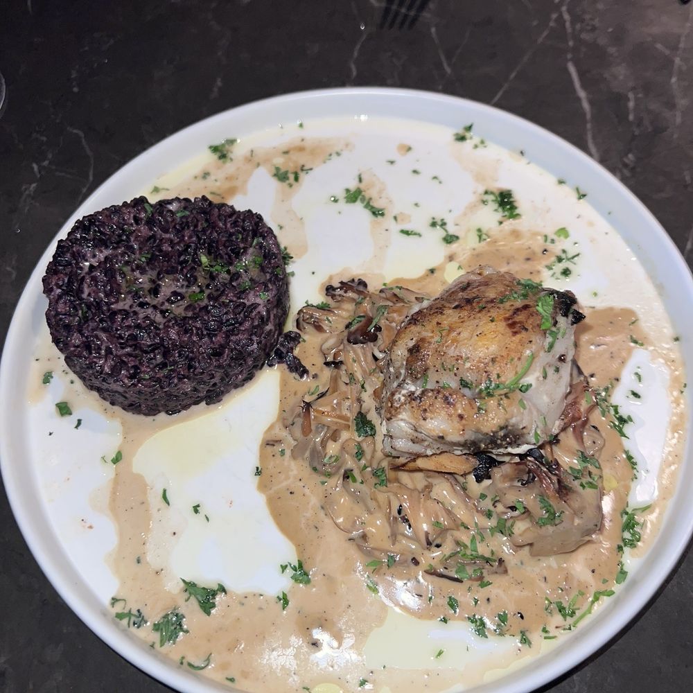 One40 Rooftop - SEARED MONK FISH - Forbidden Black Rice, Creamy Shiitake Mushroom - Breakfast & Brunch Near Me - New York, New York