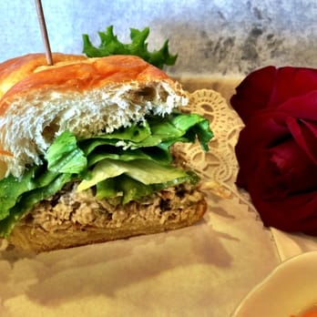 Villa Nueva Bakery Cafe - The Ferry Landing. Chicken Salad with almonds on a croissant. - Bakeries Near Me - Coronado, California Villa Nueva Bakery Cafe - The Ferry Landing. Chicken Salad with almonds on a croissant. - Bakeries Near Me - Coronado, California