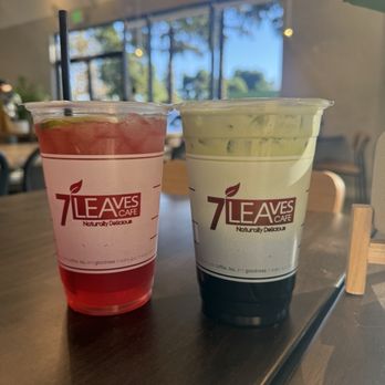 7 Leaves Cafe - Strawberry Hibiscus Tea and Green Thai Tea - Bubble Tea Near Me - Sunnyvale, California