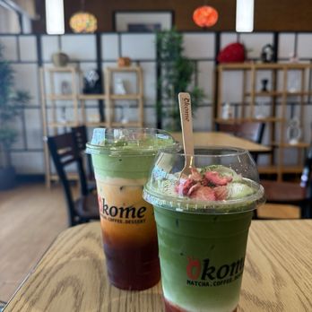 OKOME すし - thai tea with matcha, strawberry matcha - Coffee & Tea Near Me - Fresno, California OKOME すし - thai tea with matcha, strawberry matcha - Coffee & Tea Near Me - Fresno, California