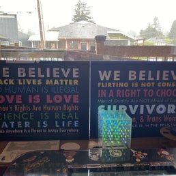Signs in the window Signs in the window